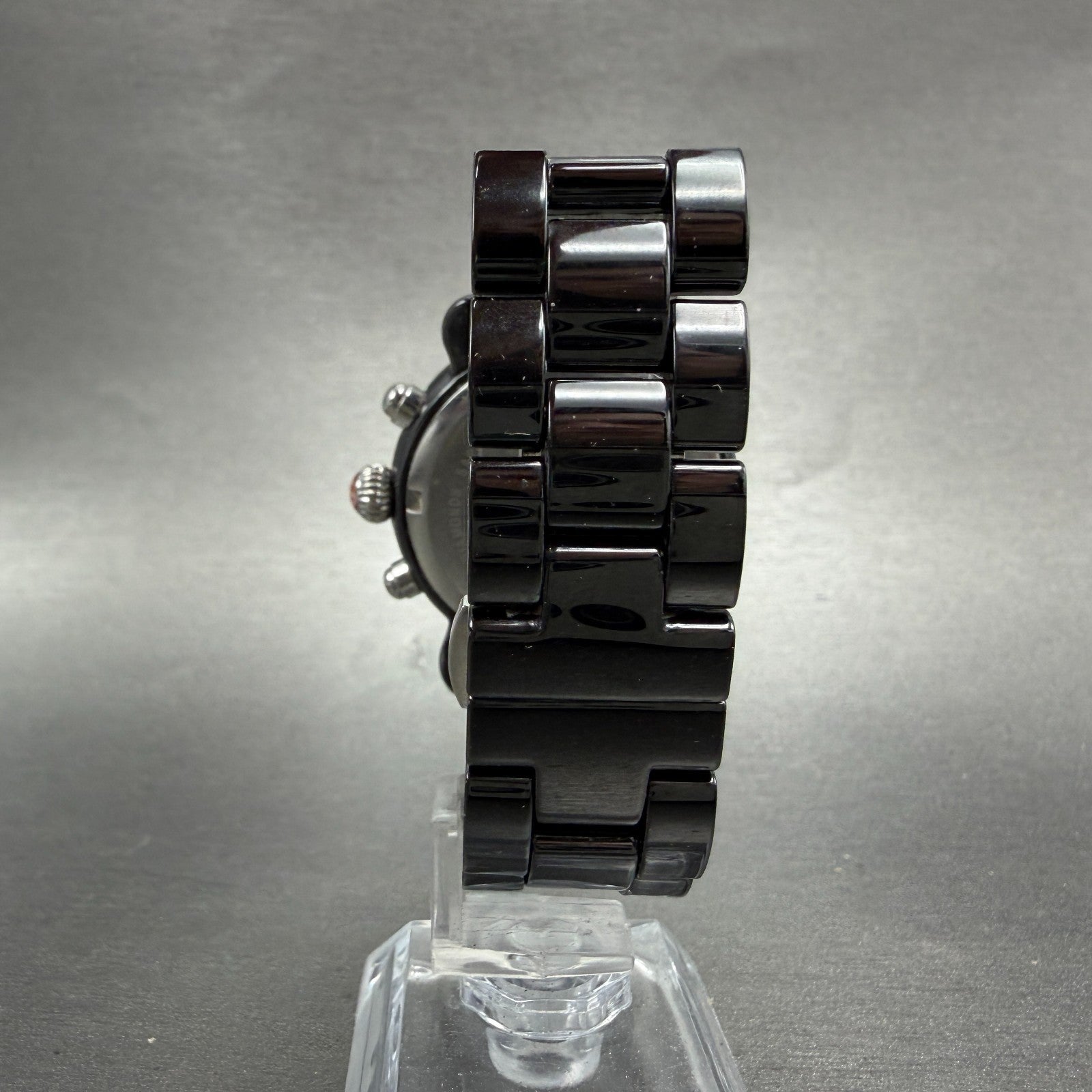 Michele CSX Chronograph Diamond Watch Women 37mm Black Dial Ceramic New batt7