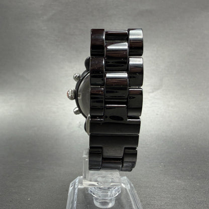 Michele CSX Chronograph Diamond Watch Women 37mm Black Dial Ceramic New batt7