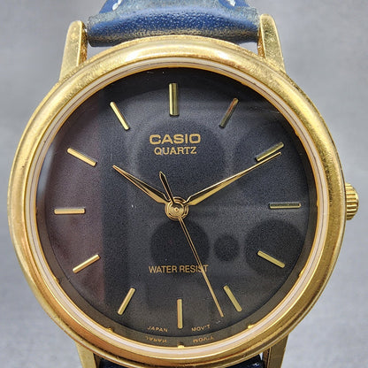 Casio MTP1095 Watch Men 33mm Black Dial Gold Tone Round New Battery1