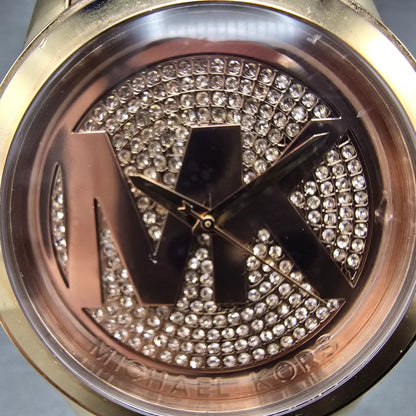 Michael Kors Runway Watch Women 45mm Pink Dial Rose Gold Tone MK-5661 NewBattery1