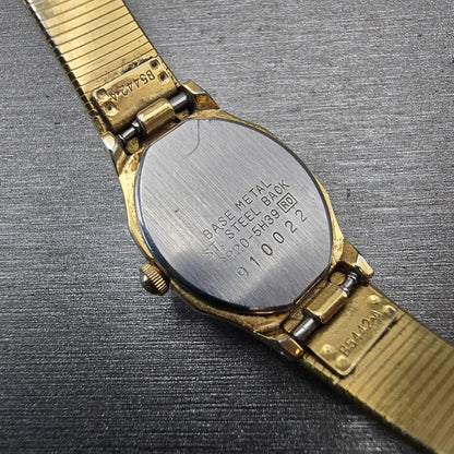 Seiko Watch Women 16mm Gold Dial Gold Tone Octagon 2P20-5H39 New Battery Vintage10