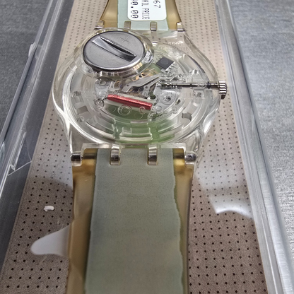 Swatch Piquant Watch Men 34mm Clear Dial Clear Case GK267 New Battery NOS14