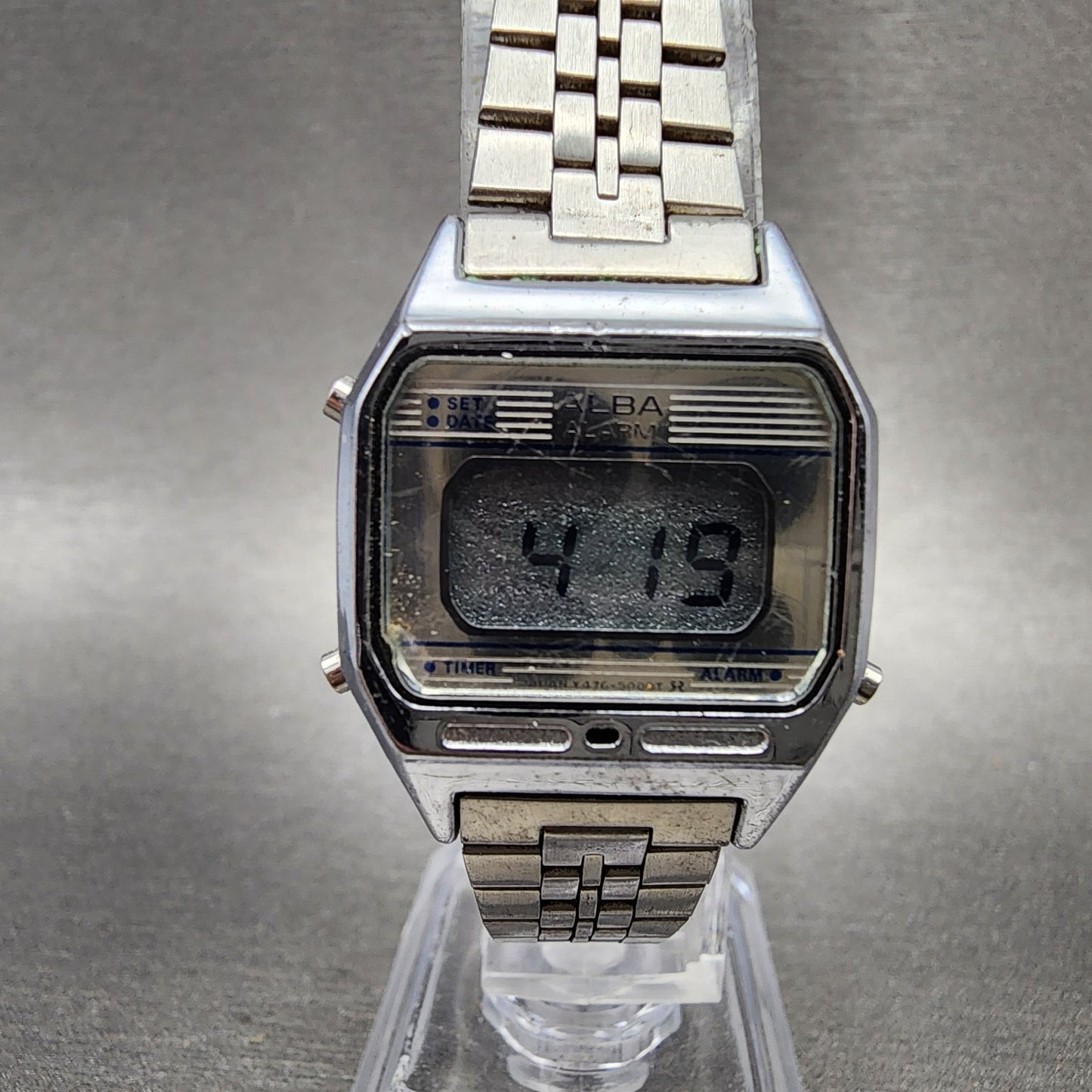 Seiko ALBA Digital Watch Women 24mm Digital Silver Tone Octagon New Battery0