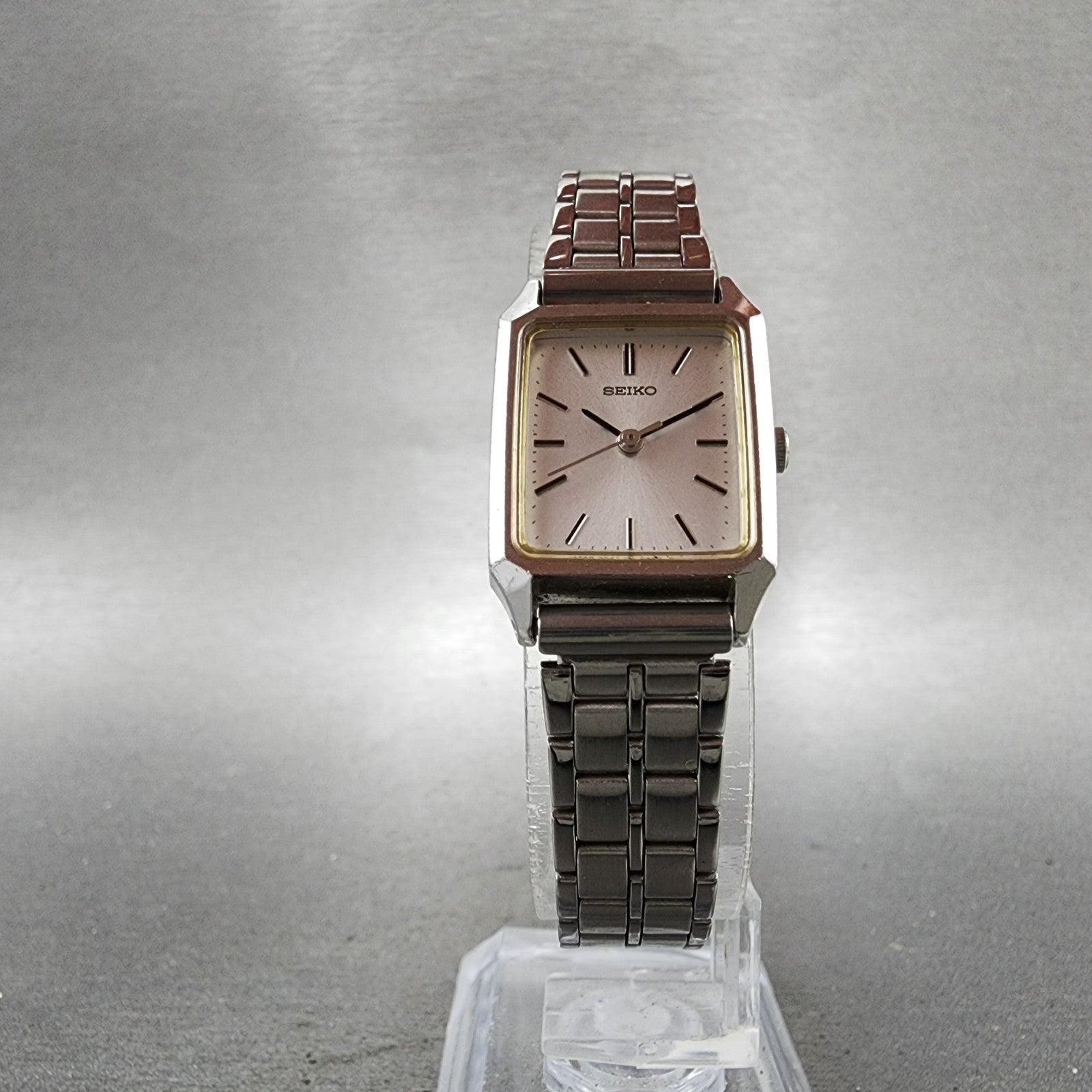 Seiko Tank Watch Women 19mm Silver Dial Silver Tone 4n215090 New Battery5