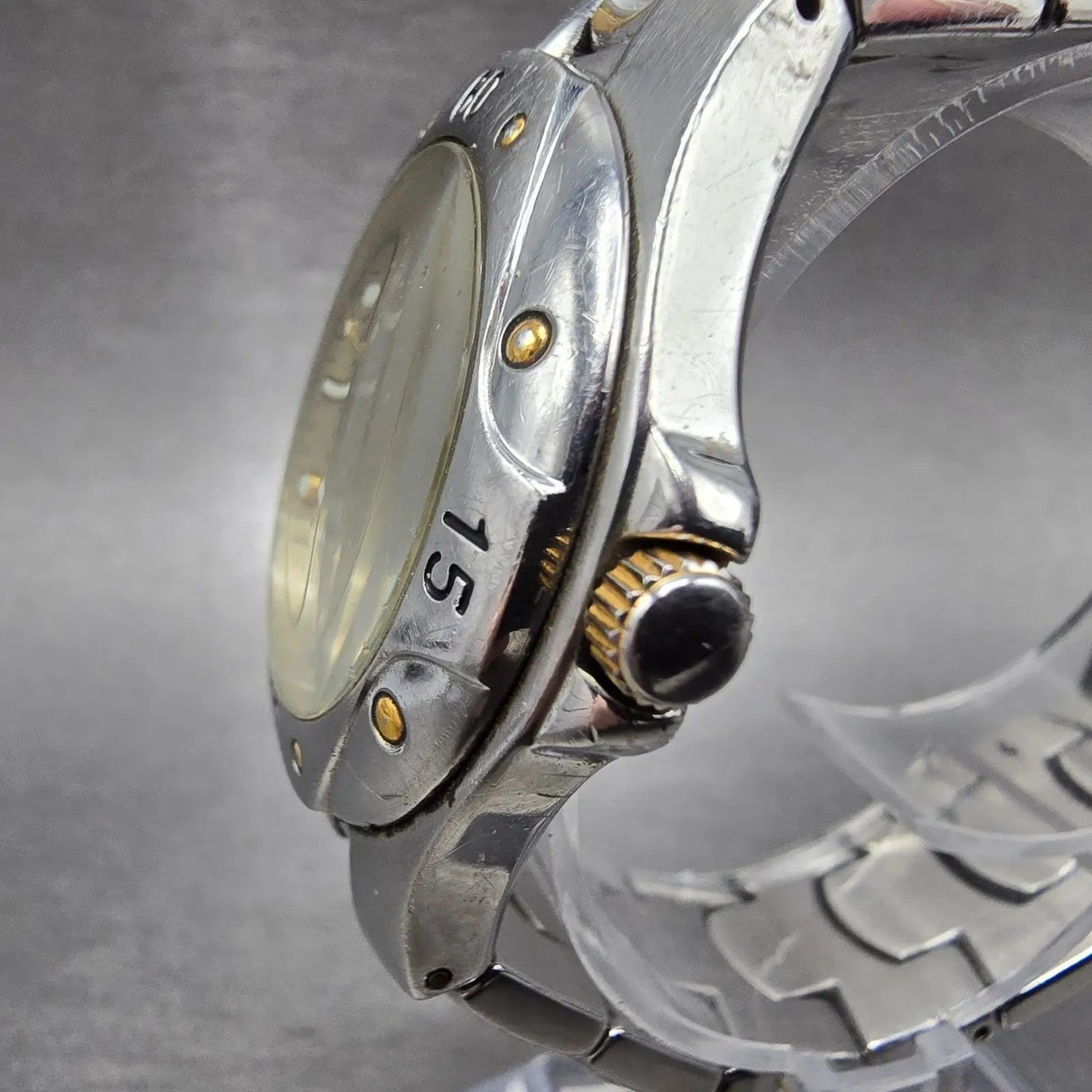 Bulova Marine Star Dive Watch Men 37mm Champagne Dial Two Tone Date 98G78 PARTS3
