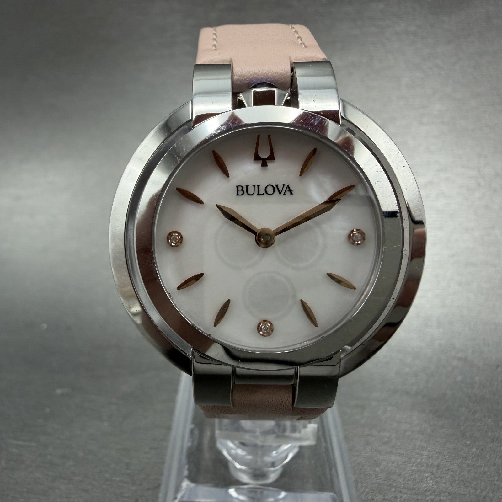 Bulova Rubaiyat Watch Women 35mm MOP Dial Stainless Steel Diamond 96P1970