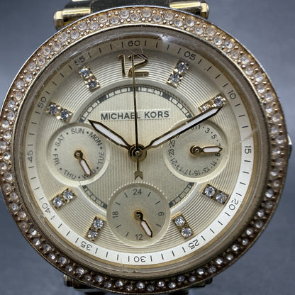 Michael Kors Mini Parker Watch Women 33mm Champange Dial Gold MK-5842 New batt1