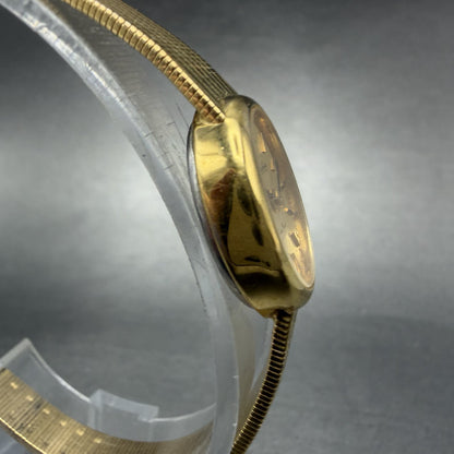 Lucien Piccard Dufonte Watch Women 16mm Champagne Dial Gold Tone Oval New BattA13
