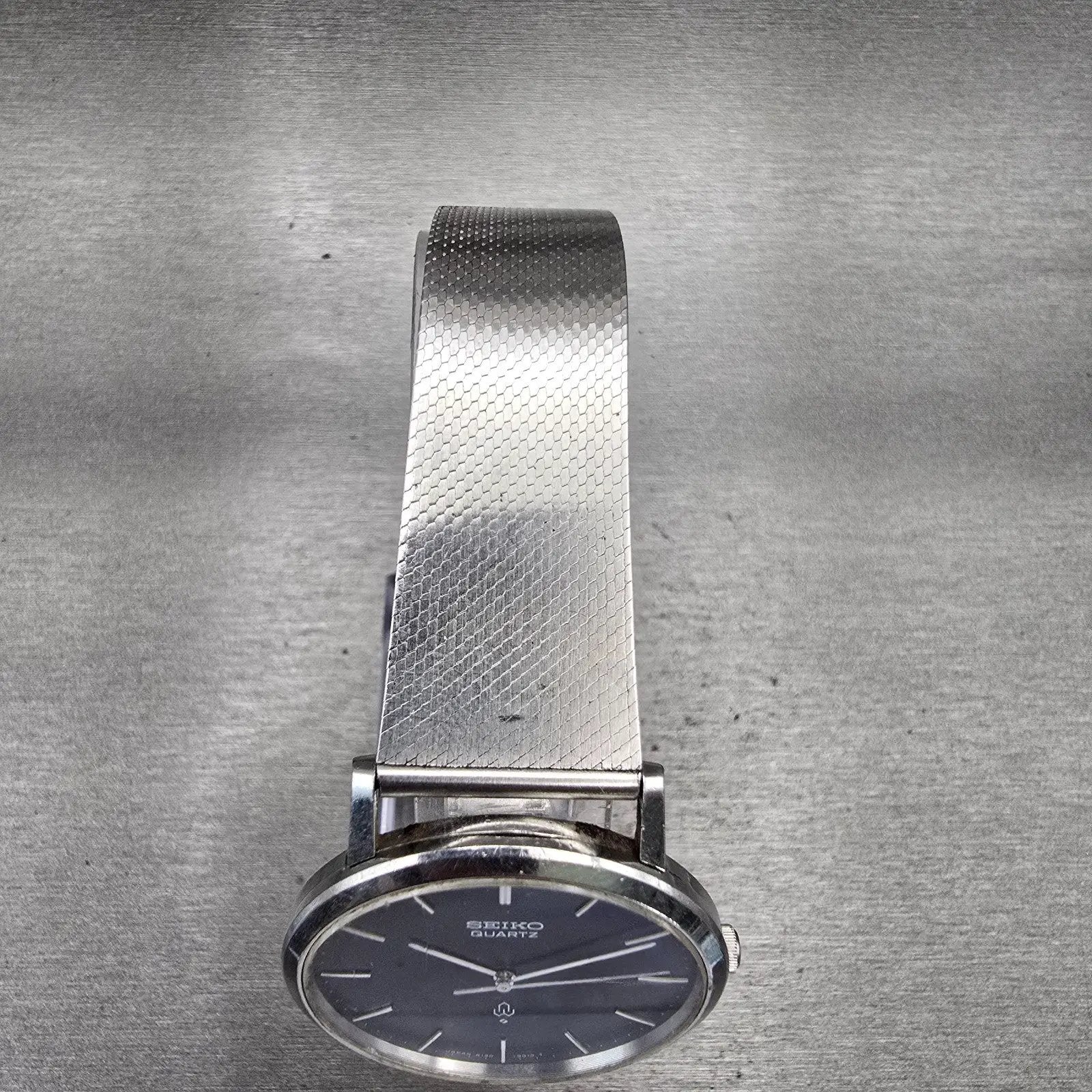 Seiko Watch Men 34mm Blue Dial Silver Tone Mesh Band Round 4120-9010 New Battery4