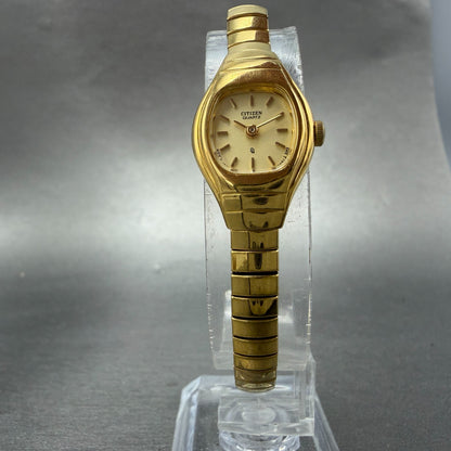Citizen CQ Watch Women 17mm Champagne Dial Gold Tone 3220-S07122 New Battery5