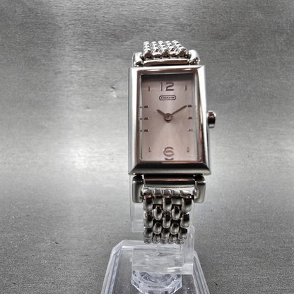 Coach Tank Watch Women 17mm Silver Dial Silver Tone CA.66.7.14.0624 New Battery4