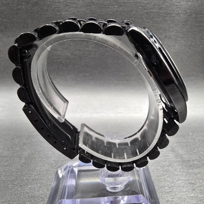 Seiko Alba Watch Men 34mm White Dial Black Tone Date Round 7N32-K004 New Battery8