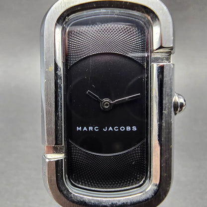 Marc Jacobs Monogram Watch Women 23mm Black Dial Silver Tone Oval New Battery1