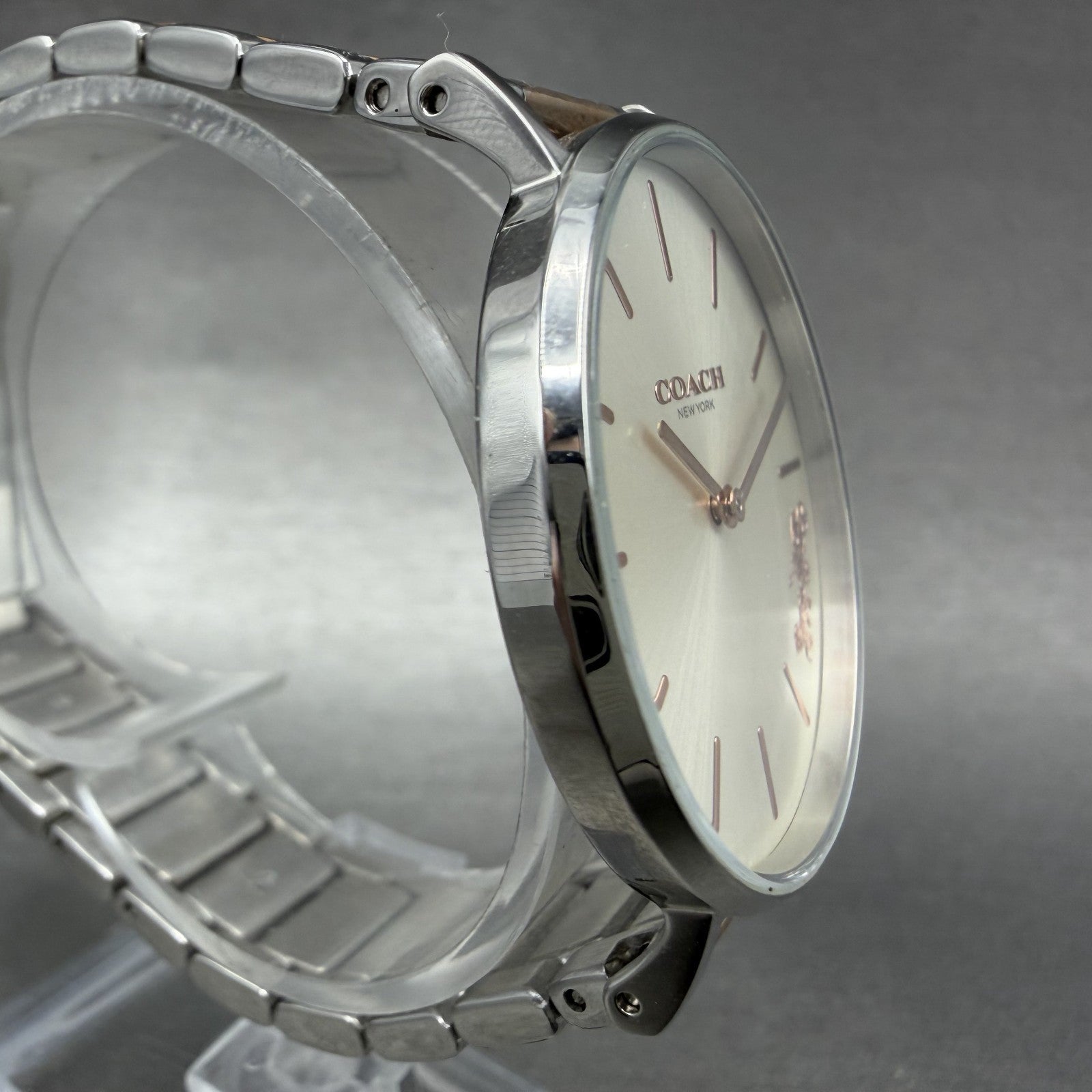 Coach Perry Watch Women 36mm White Dial two Tone Round Bracelet New Battery3