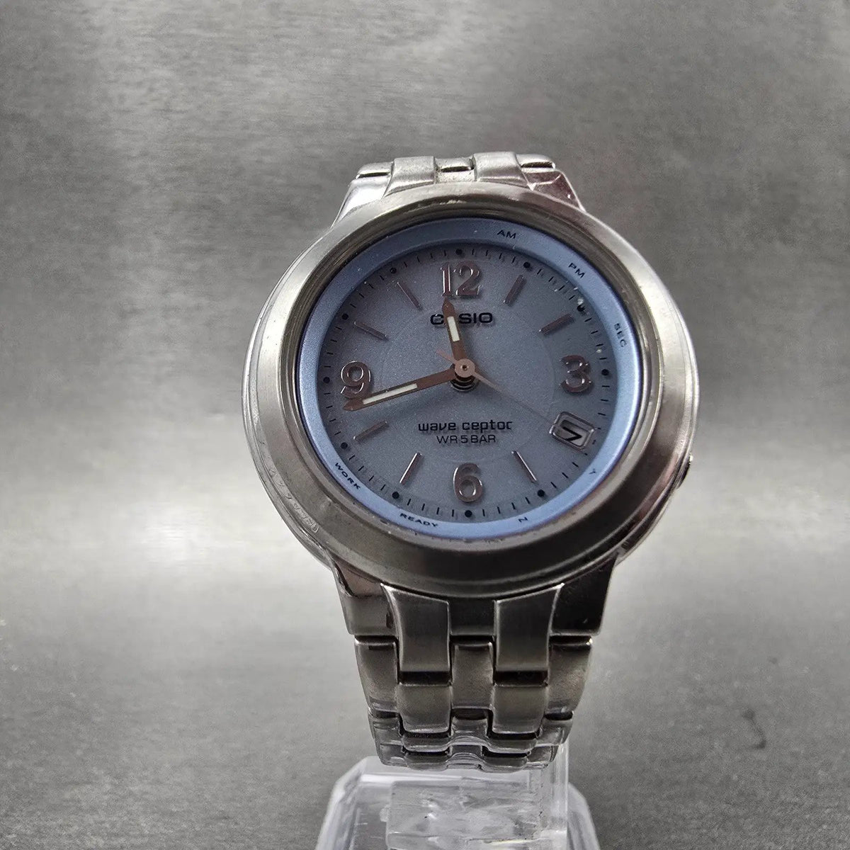 Casio Waveceptor Watch Women 34mm Blue Dial Steel Date Round LWQ-120 Runs6