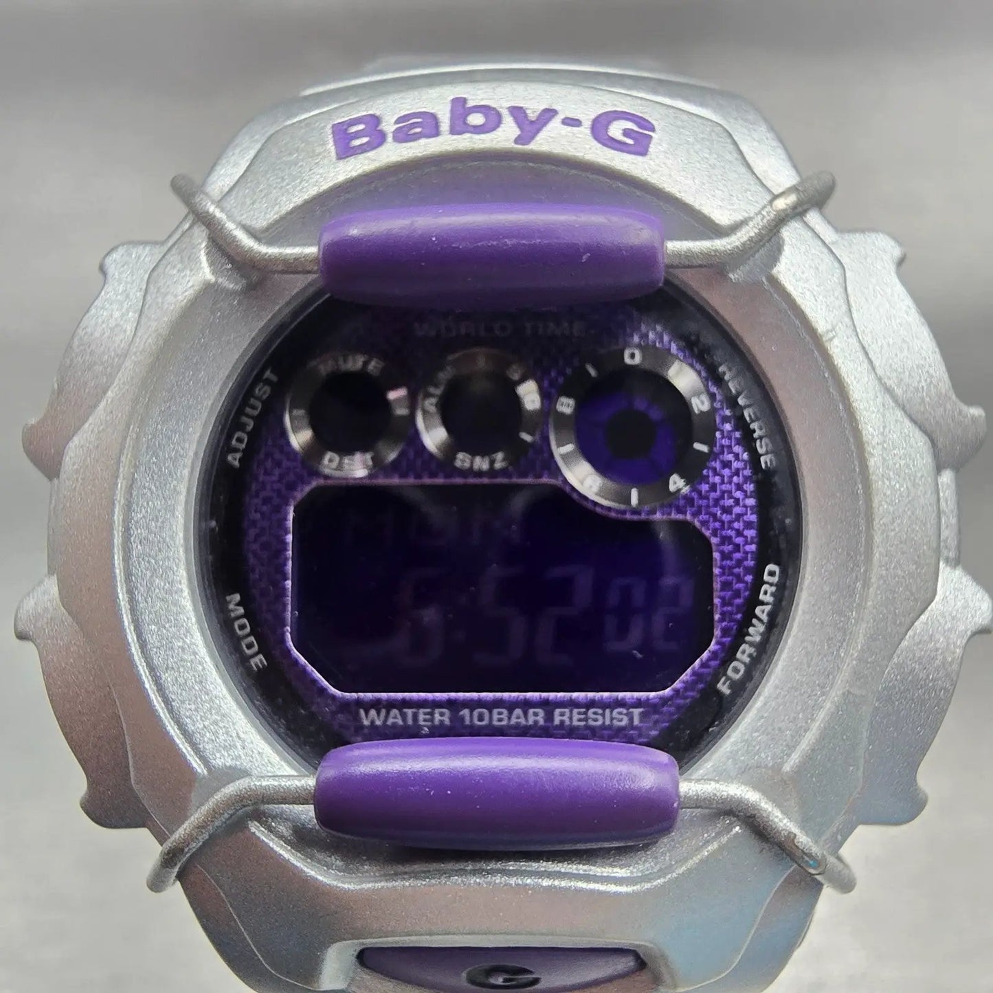 Casio Baby-G BG-1006SA Watch Women 42mm Purple Silver Alarm Chronograph New Batt1