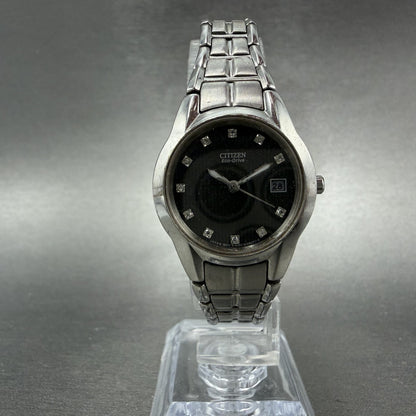 Citizen Eco-Drive Watch Women 26mm Black Dial Steel Date Round E011-S058503 67125