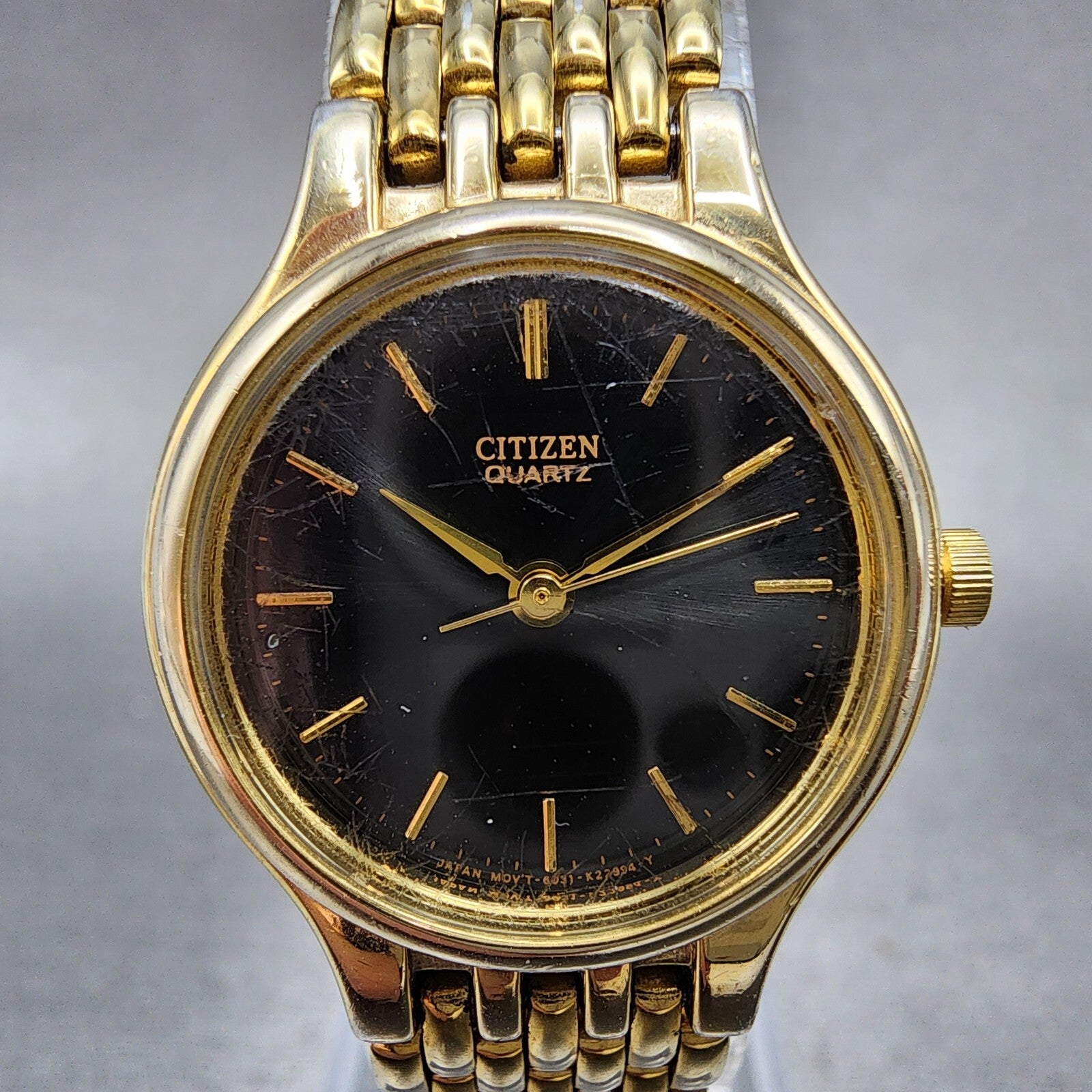 Citizen Watch Women 24mm Black Dial Gold Tone Round 6031K06894 New Battery1