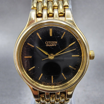 Citizen Watch Women 24mm Black Dial Gold Tone Round 6031K06894 New Battery1