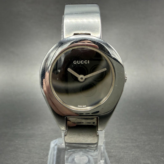 Gucci 6700L Watch Women 26mm Silver Dial Steel Case Round Bangle New Batt Mirror0