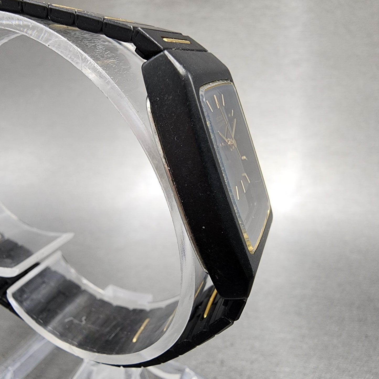 Seiko Watch Women 22mm Analgo Digital Black Tone Rectangle E0295619 New Battery3