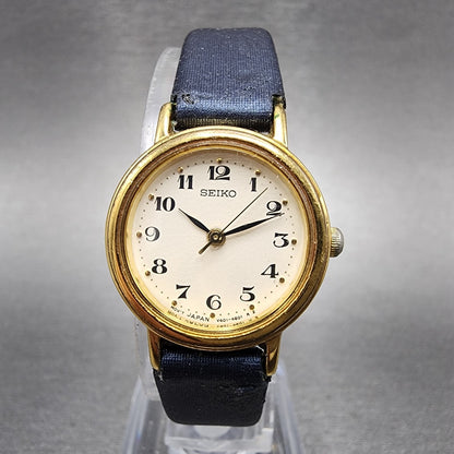 Seiko Watch Women 22mm Cream Dial Gold Tone Round V4011409 New Battery0