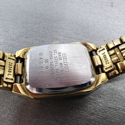 Seiko Tank Watch Women 17mm Black Dial Gold Tone 2Y015D20 Rectangle New Battery8