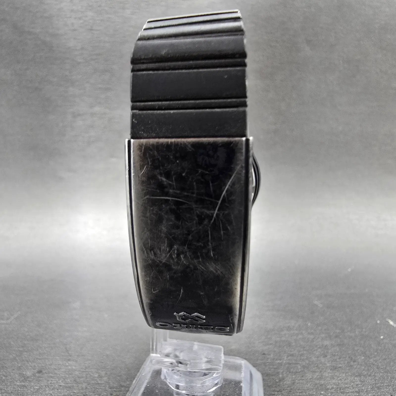 Seiko SQ Watch Men 34mm Black Dial black Tone Daydate Round 8C23-6080 PARTS VTG8