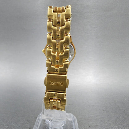 Seiko Watch Women 26mm Champagne Dial Gold Tone Date Round 7n820599 New Battery7