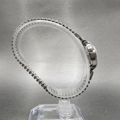 Seiko Salvia Watch Women 17mm White Dial Silver Tone Rectangle Manual Wind Runs8