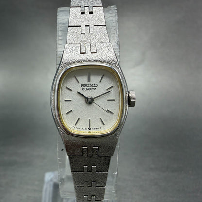 Seiko Watch Women 17mm Silver Dial Silver Tone Oval 7321-5399 New Battery TG60
