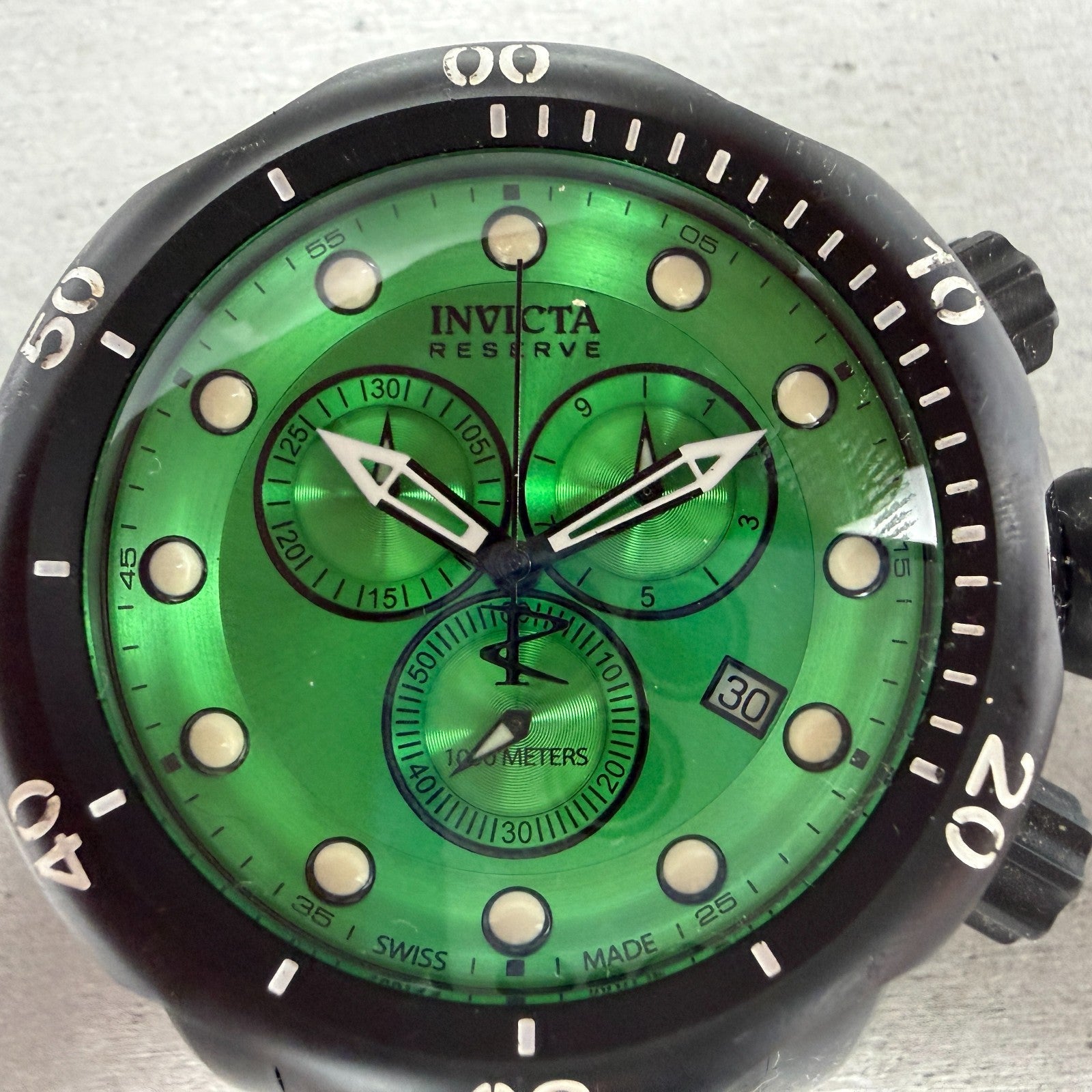 Invicta Reserve Venom Chrono Watch Men 52mm Green Dial READ!!!!!! Black New batt1