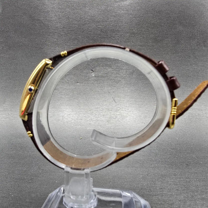 Lucien Piccard Tank Watch Women 18mm White Dial Gold Tone Rectangle New Battery6