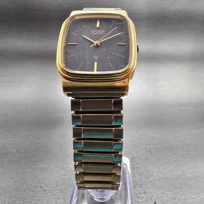 Citizen CQ Watch Men 27mm Gray Dial Gold Tone Rectangle 4031-S02244 New Battery5