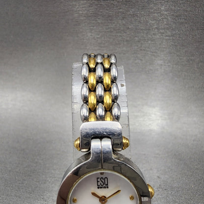ESQ Swiss Watch Women 22mm MOP Dial Two Tone Round E5419 Mesh Band New Battery4