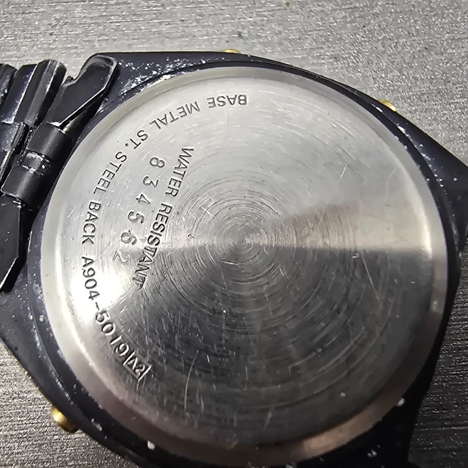 Seiko Digital Watch Men 33mm LCD Black Tone Alarm Chronograph A904-5019 PARTS10