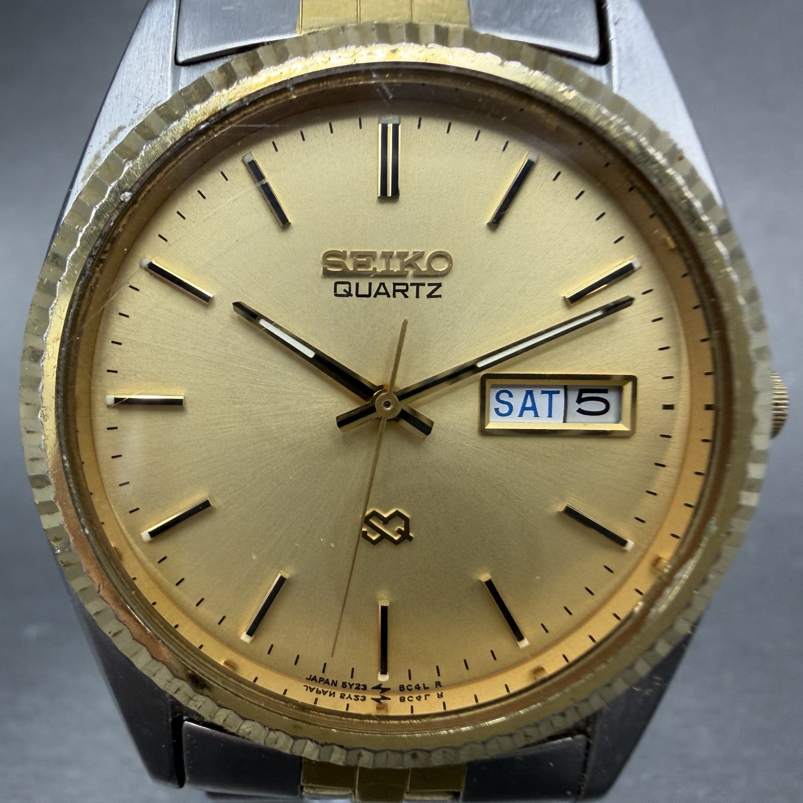 Seiko SQ President Watch Men 36mm Champagne Dial Two Tone Daydate Round  New Bat1