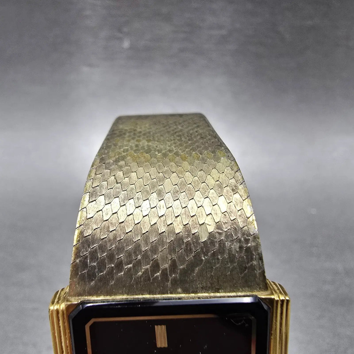 Seiko Tank Watch Men 26mm Black Dial Gold Tone Rectangle 7430-5160 PARTS5