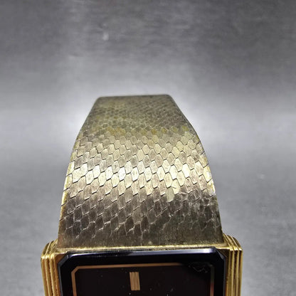 Seiko Tank Watch Men 26mm Black Dial Gold Tone Rectangle 7430-5160 PARTS5