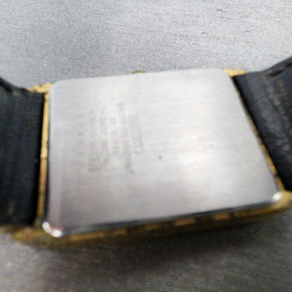 Seiko Tank Watch Men 25mm Gold Dial Gold Tone Rectangle V701-5E10 New Battery