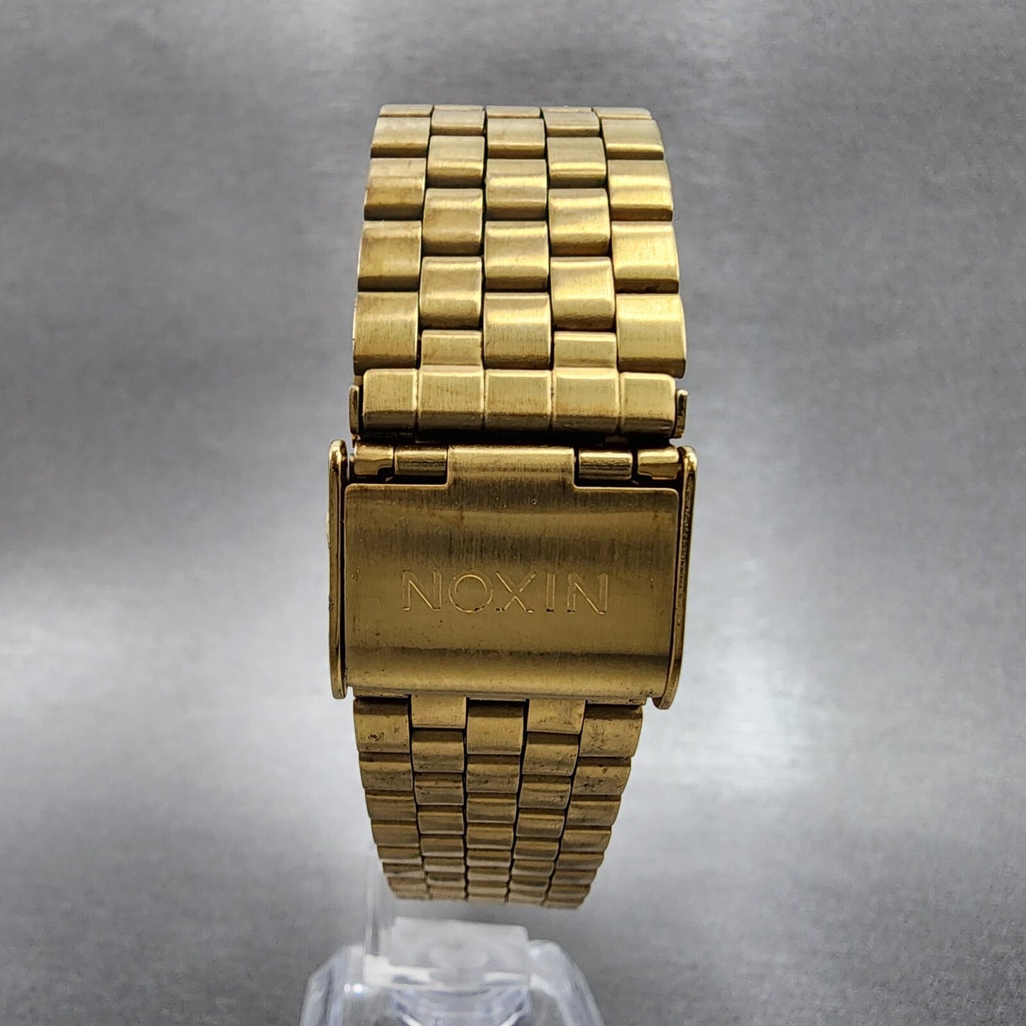 Nixon Time Teller Watch Men 37mm Gold Dial Gold Tone Round New Battery7