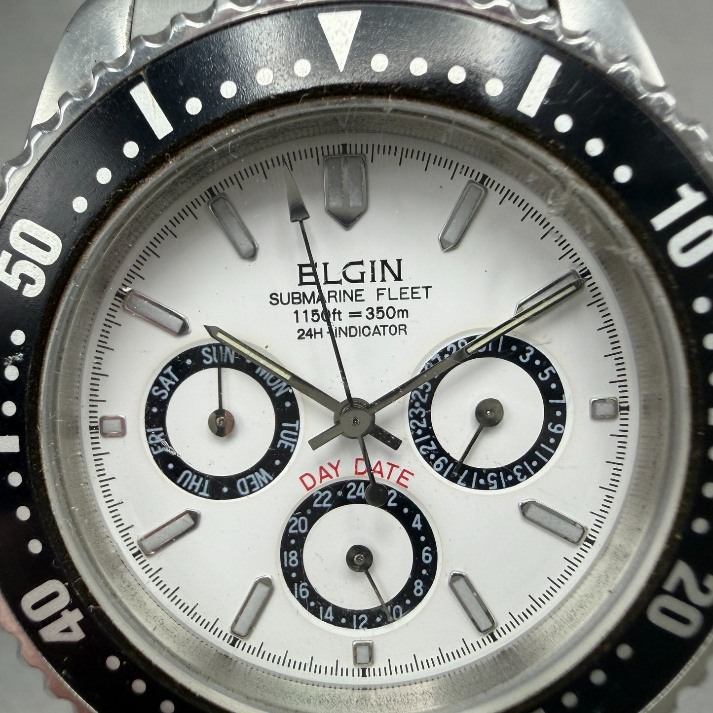 Elgin Watch Men 39mm Black Dial Silver Tone Round Daydate M-024-P New Battery2