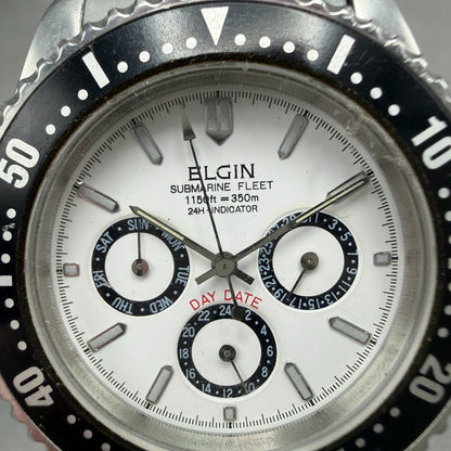 Elgin Watch Men 39mm Black Dial Silver Tone Round Daydate M-024-P New Battery2