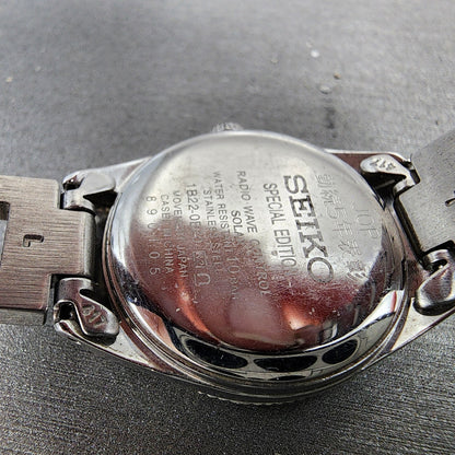 Seiko Solar Watch Women 25mm White Dial Silver Tone Date Round 1B220BZ0 Runs9