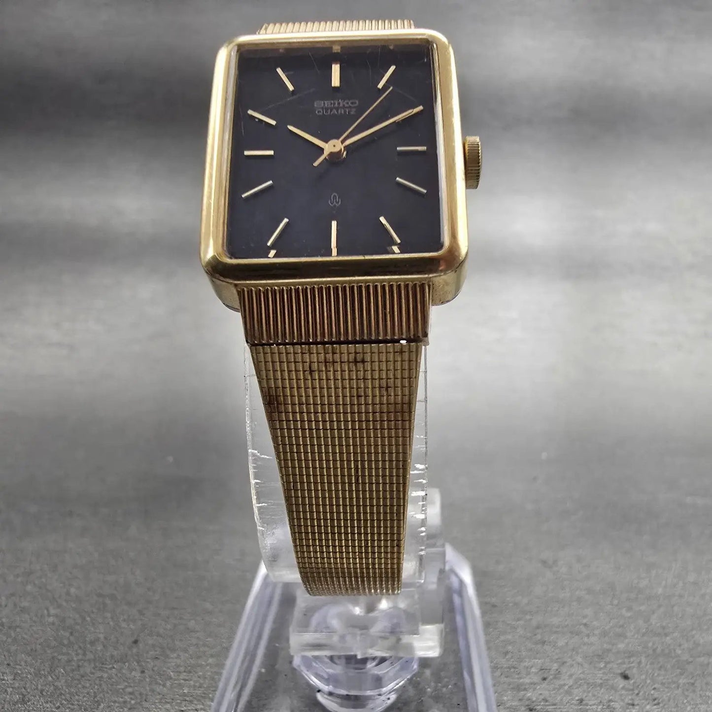Seiko Tank Watch Women 20mm Brown Dial Gold Tone Rectangle 2621-5200 New Batt5