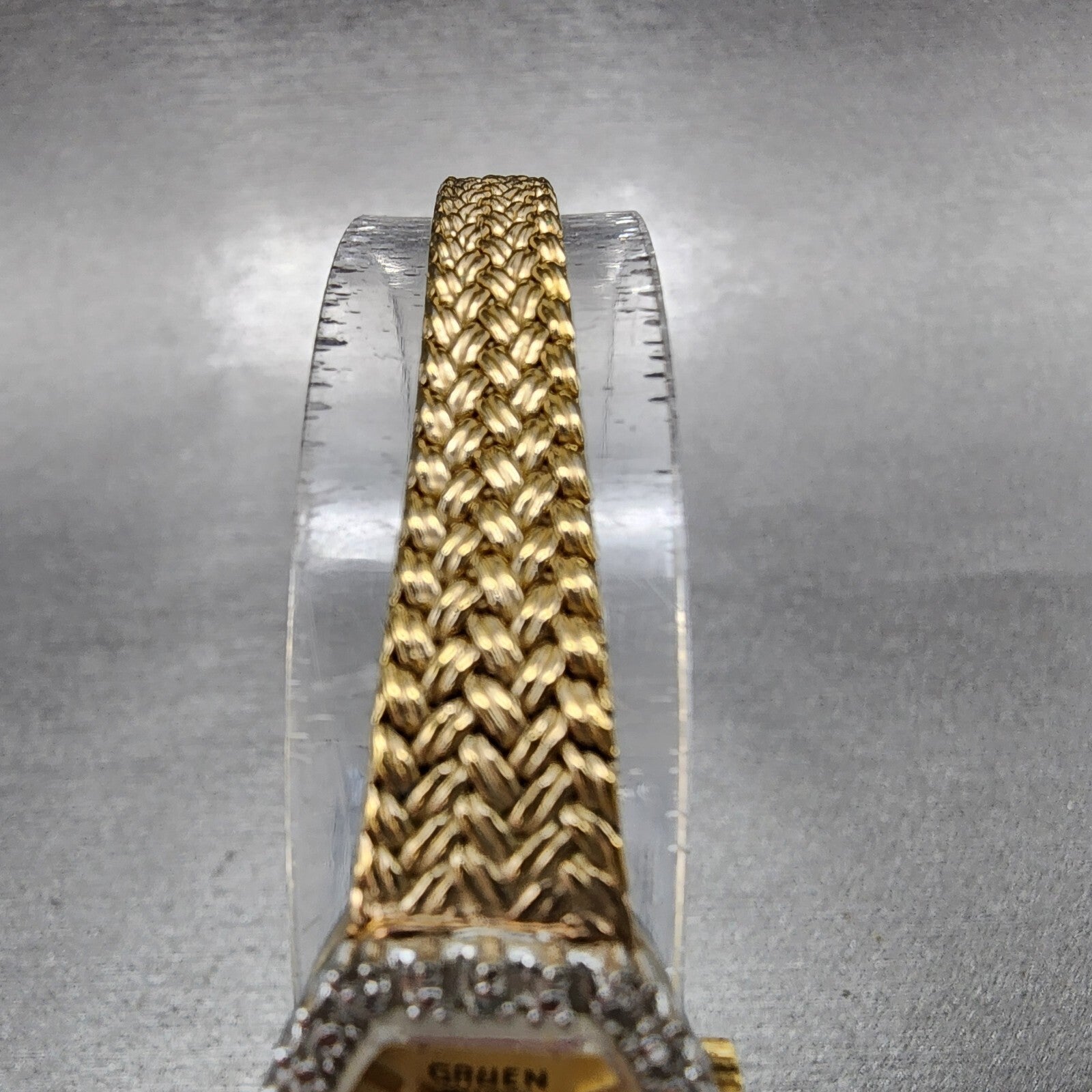 Gruen Precision Watch Women 14mm Gold Dial Gold Tone Diamond Bezel New Battery4