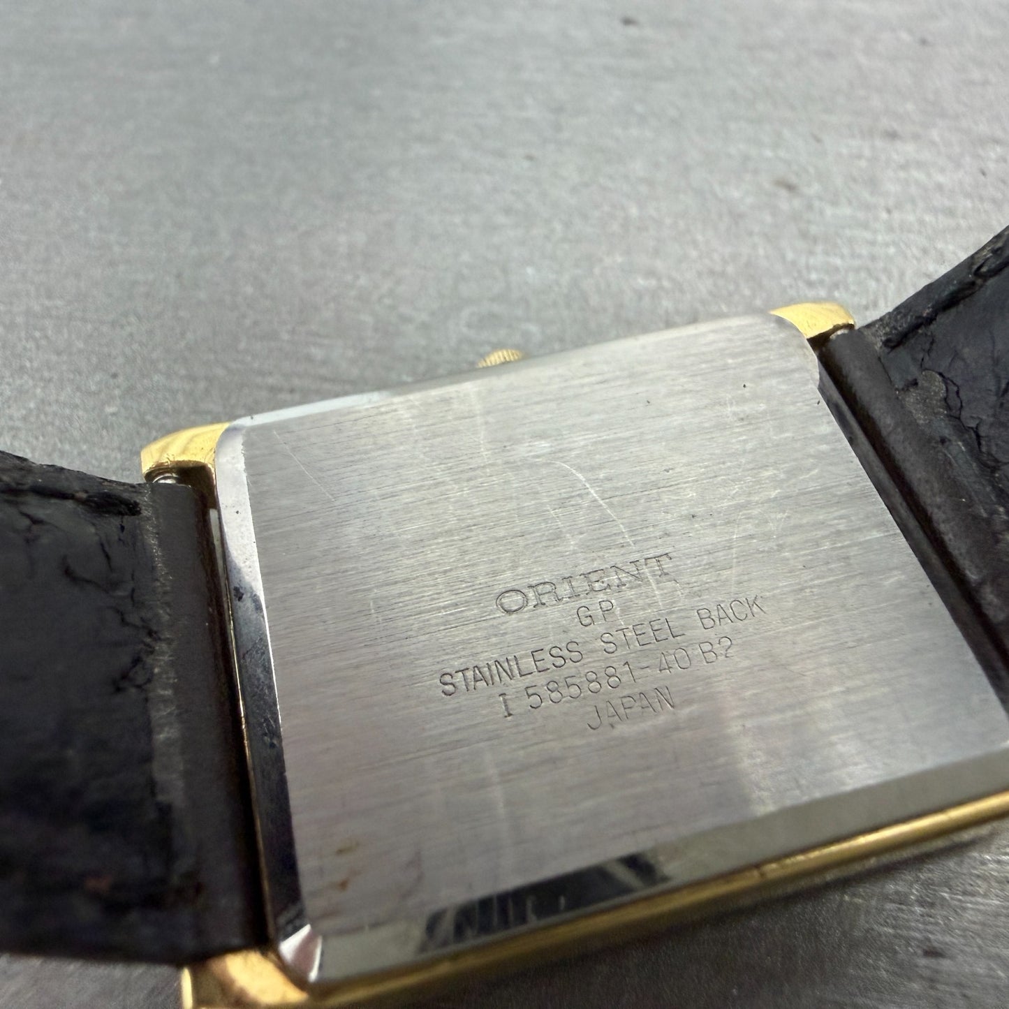 Orient VX Tank Watch Men 26mm Champagne Dial Gold Tone Rectangle New Battery9