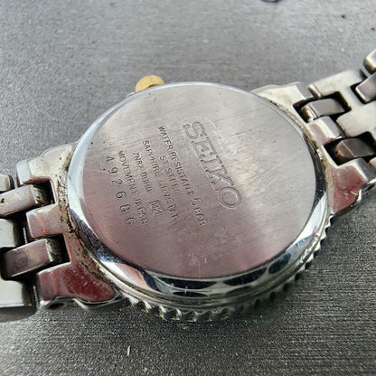 Seiko Watch Women 27mm MOP Dial Two Tone Date Round 7N820BR0 New Battery9