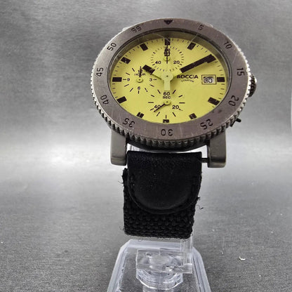 Boccia Titanium Chronograph Watch Men 37mm Yellow Dial Titanium Date READ NewBat5