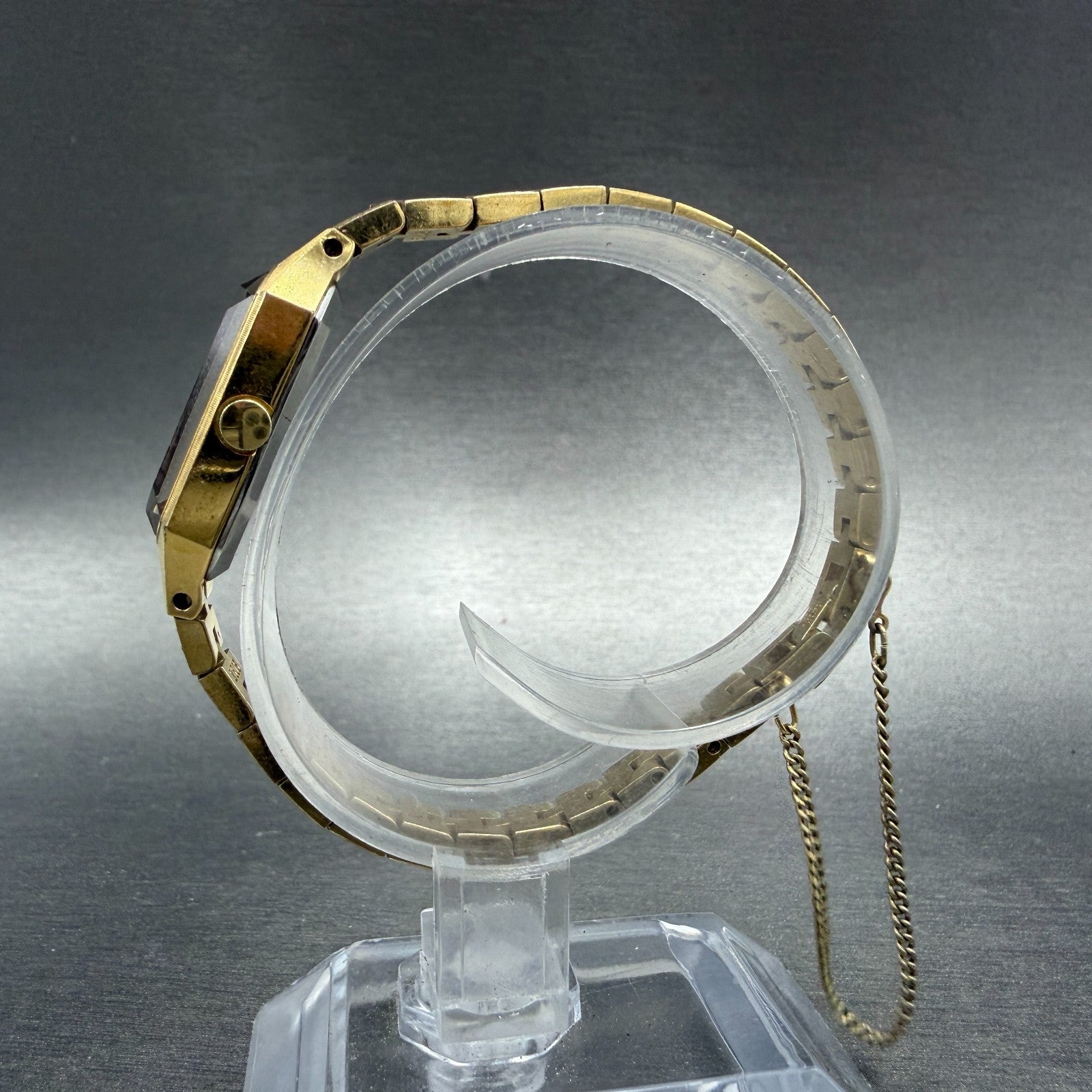 Seiko Watch Women 13mm Blue Dial Gold Tone Hexagon 1320-5339 New Battery VTG6